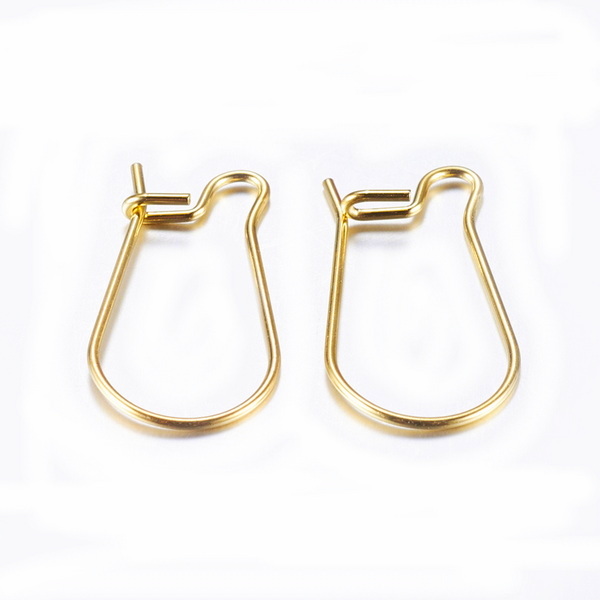 Tortite cercei otel inoxidabil 304 placate cu aur 18K, cu inchidere la spate, 20x12x0.8mm 2 buc
