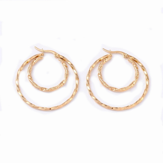 Tortite cercei otel inoxidabil 304 auriu, 2 inele, 41x38x2mm 2 buc