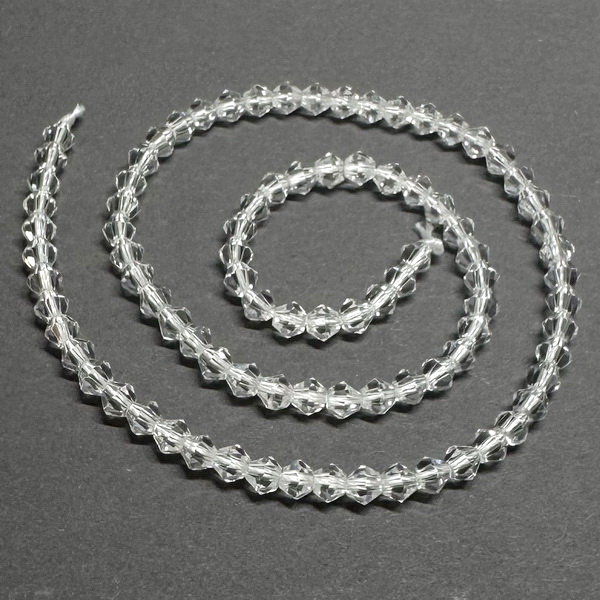 Cristale biconice, 4mm, transparente-sir 90 buc 1 buc