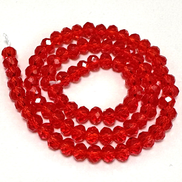 Cristale rondele 6x4.5mm, transparente, rosii-sir 85 buc 1 buc