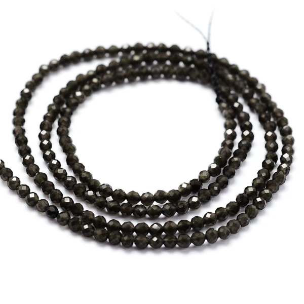 Obsidian negru fatetat, 2mm-sir 175 buc 1 buc