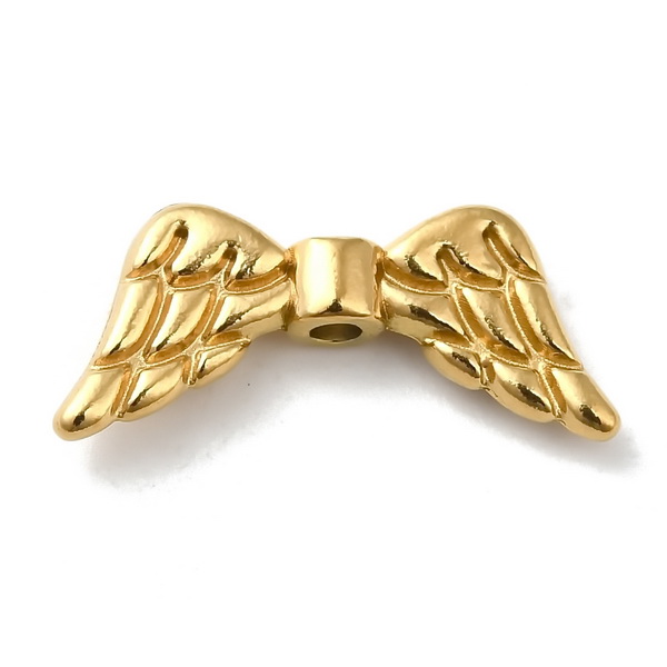Margele/distantiere otel inoxidabil 304, placat cu aur 18K, aripa 19x8x3.5mm 1 buc