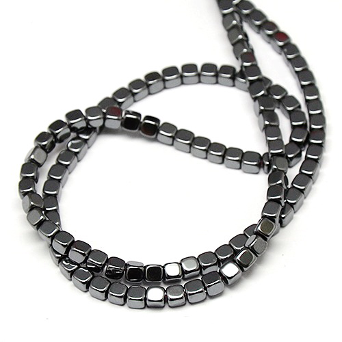Hematit negru, cubic cu muchiile tesite, 4x4x4mm-sir 100 buc 1 buc