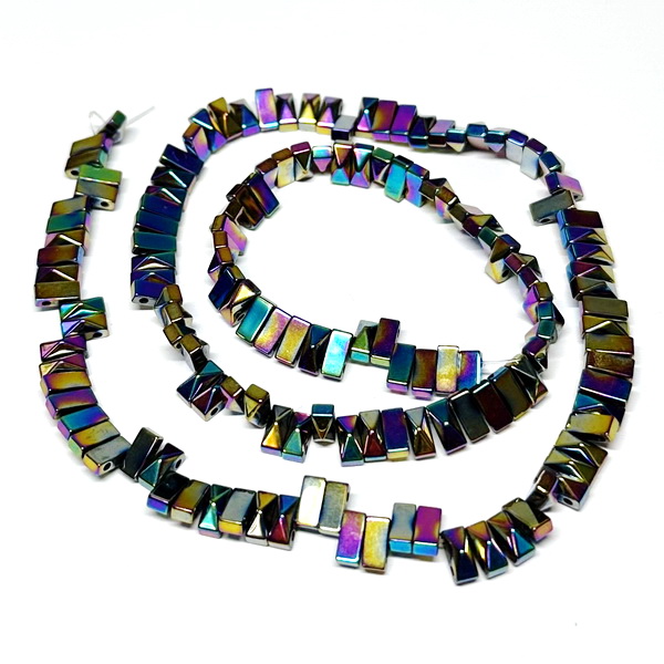 Hematit cu 2 orificii, placat multicolor, 6x3x2~3.5mm-sir 145buc 1 buc