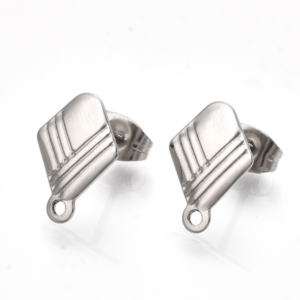 Tortite cercei otel inoxidabil 304, rombice, 13x9mm 2 buc