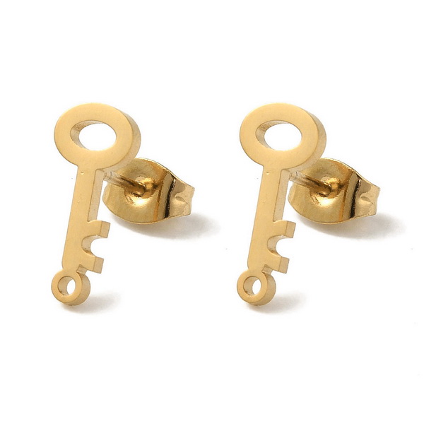Tortite cercei otel inoxidabil 304 auriu, IP(placat cu ioni), cu cheita, 13x6mm
 2 buc
