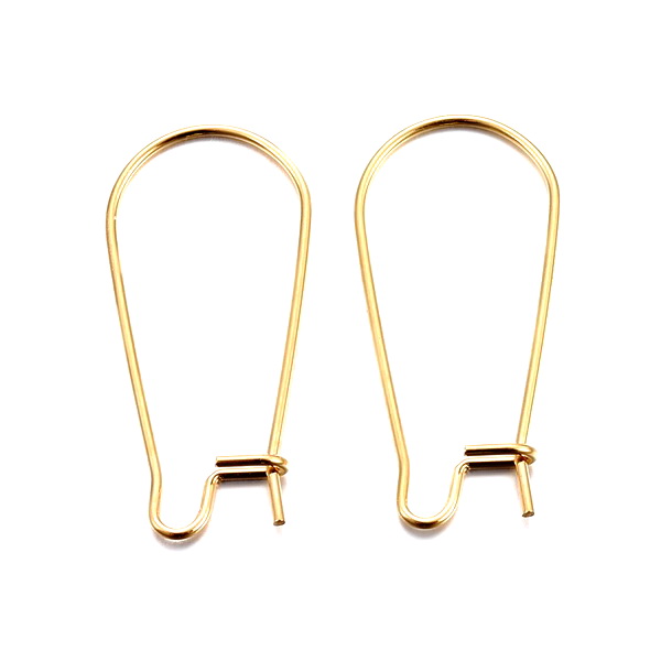 Tortite cercei otel inoxidabil 304 placate cu aur 18K, cu inchidere la spate, 33x12x0.7mm 2 buc