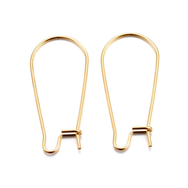 Tortite cercei otel inoxidabil 304 placate cu aur 18K, cu inchidere la spate, 39x14x0.7mm 2 buc
