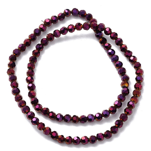 Cristale rotunde 4mm, electroplacate violet cu auriu-sir 95 buc 1 buc