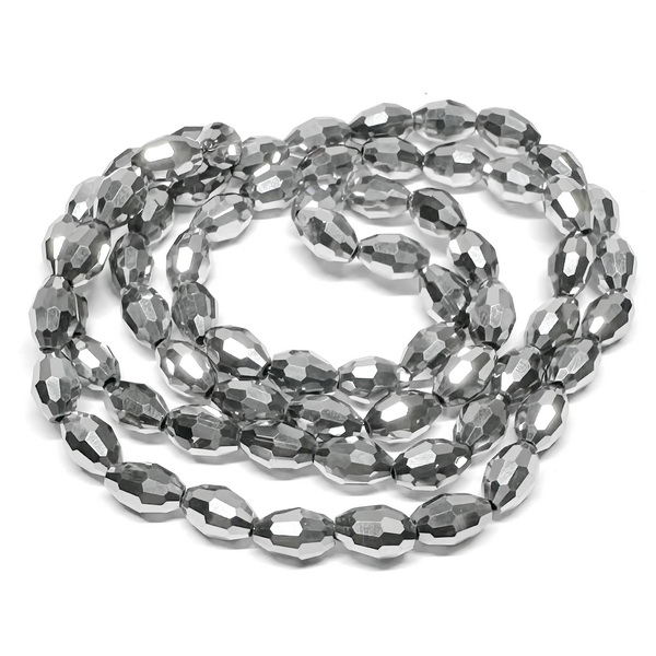 Cristale ovale 8x6mm, argintii-sir 69 buc 1 buc