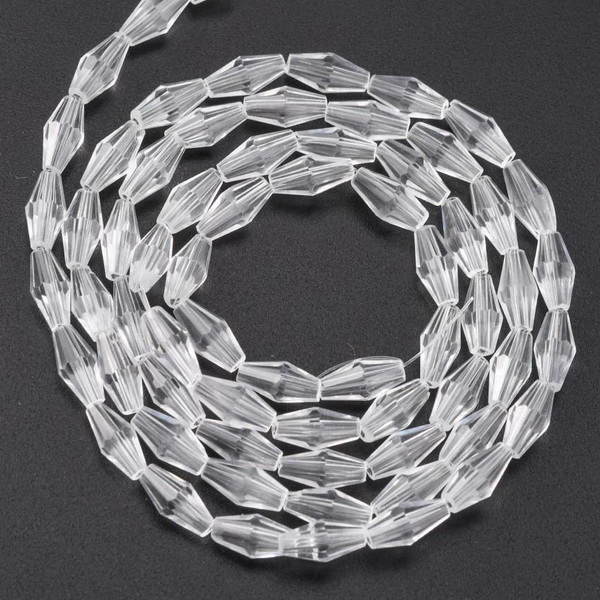 Cristale biconice 8x4mm, transparente-sir 65 buc 1 buc