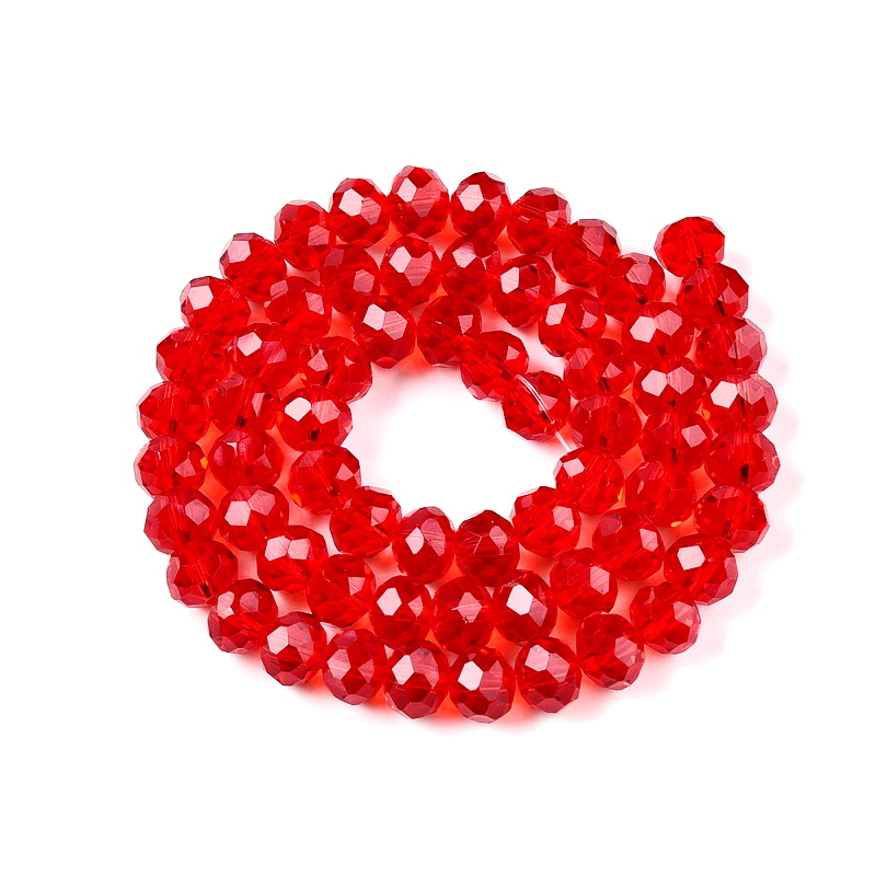 Cristale rondele, 8x6mm, rosu deschis-sir 64 buc 1 buc