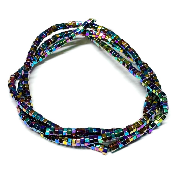 Hematit cubic 2mm, electroplacat multicolor-sir 360buc 1 buc