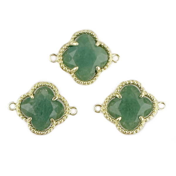 Conector/link pe baza aurie, cu aventurin, floare 21x16x6mm 1 buc