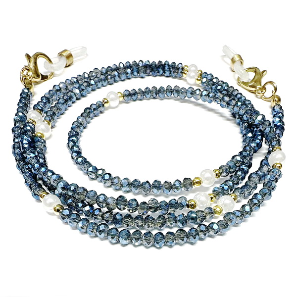 Colier ochelari 75cm, cristale albastre de 4x3mm 1 buc