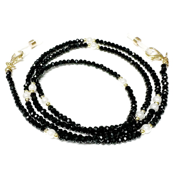 Colier ochelari 75cm, cristale negre de 4x3mm 1 buc