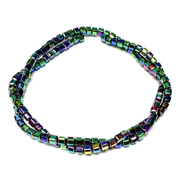 Hematit cubic cu muchiile tesite, 3mm, electroplacat multicolor-sir 124buc 1 buc