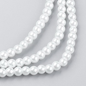 Perle sticla, albe, 6mm 10 buc