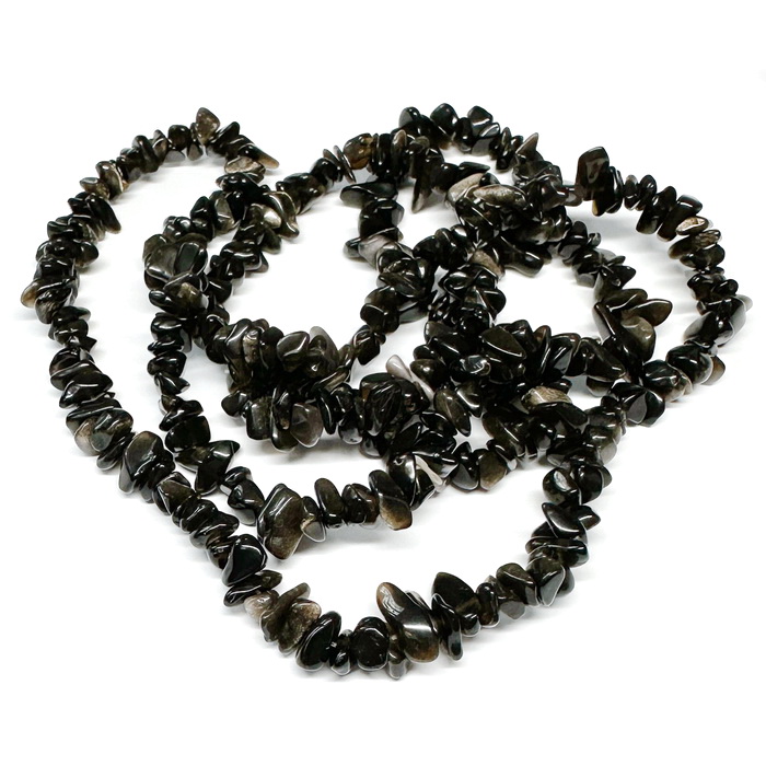 Chips obsidian auriu 5~9mm-sir 28-29 cm 1 buc