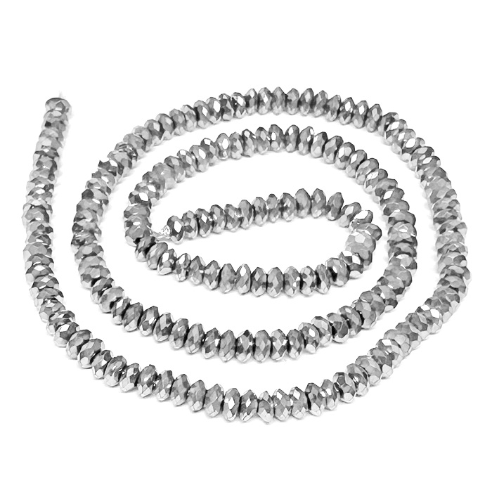 Hematit fatetat, rondele 4x2mm, argintiu-sir 185 buc 1 buc