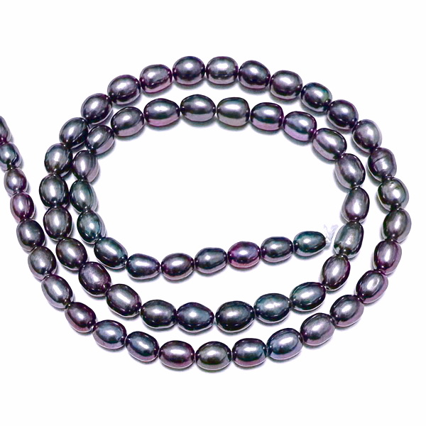 Perle cultura gri-albastrui cu reflexe AB, 4.5~4.8x5~6mm-sir 64 buc(39 cm) 1 buc