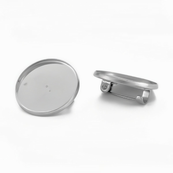 Baza cabochon/brosa otel inoxidabil 304, 22x7mm, pt.cabochon 20mm 1 buc