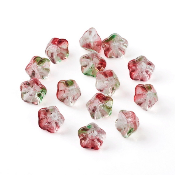 Flori sticla electroplacate multicolor, 8.5x8x5.5mm 1 buc
