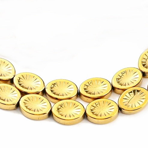 Cristale auriu-metalizat, floare 14x10x4.8mm 1 buc