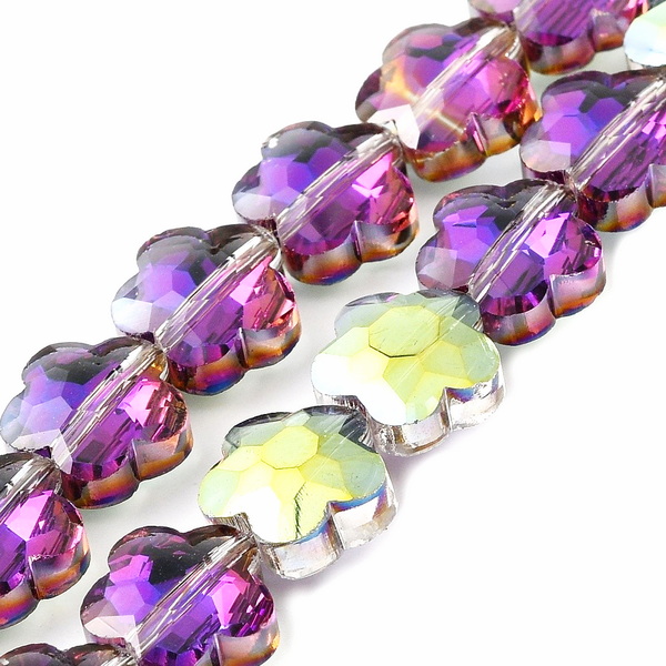 Cristale violet,electroplacate pe verso, floare 10x10x5mm 1 buc