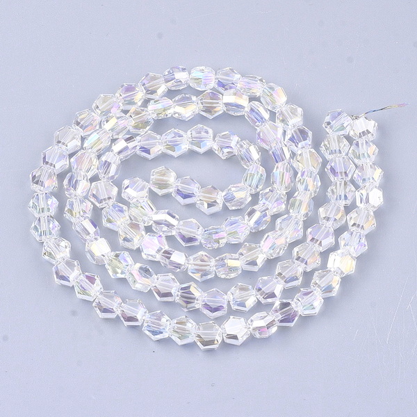 Cristale hexagonale electroplacate, transparent AB, 6x6x4mm-sir 97 buc 1 buc