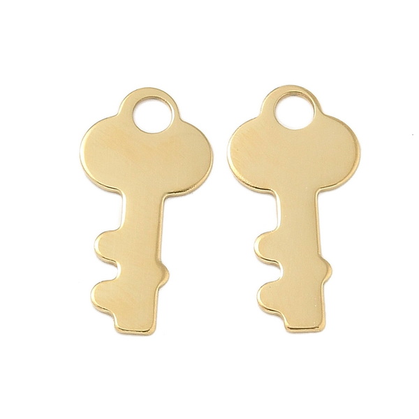 Pandantiv otel inoxidabil 304, placat cu aur 14K, cheita 13x6x0.5mm 1 buc