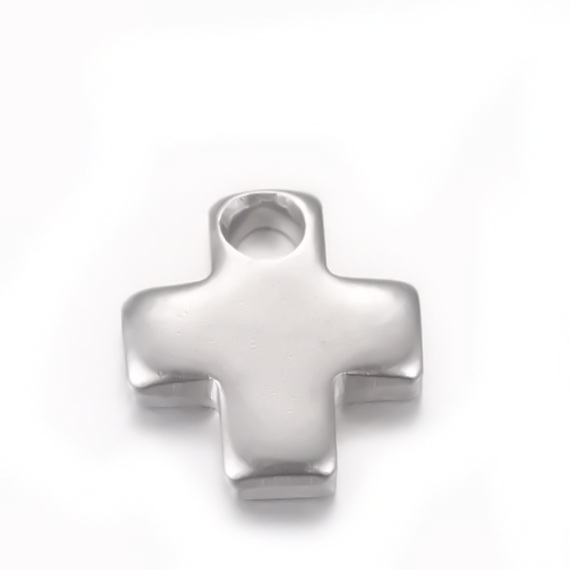 Pandantiv otel inoxidabil 201, cruce 6x5x0.9mm 1 buc