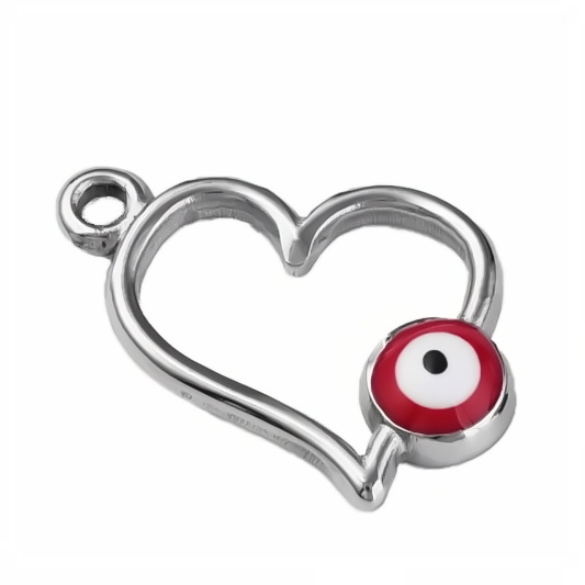 Pandantiv otel inoxidabil 201, argintiu inchis, inima cu ochiul Horus, 17x15x3mm 1 buc