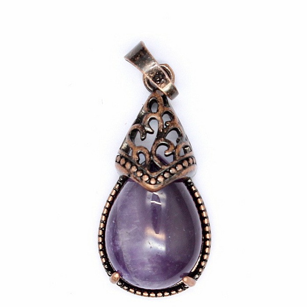 Pandantiv ametist cu accesoriu cupru, lacrima 31x15mm 1 buc