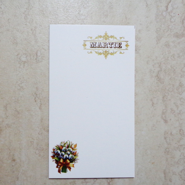 Carton martisor alb cu ghiocei, 9.2x5.5cm 10 buc
