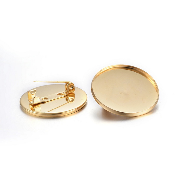 Baza cabochon/brosa otel inoxidabil 304 auriu, 22x6mm, pt.cabochon 20mm 1 buc