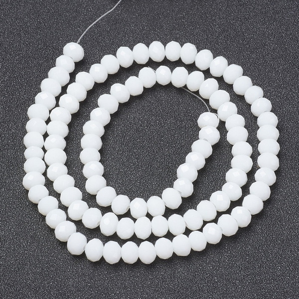 Cristale rondele 4x3mm, imitatie jad alb, albe-sir 112buc 1 buc