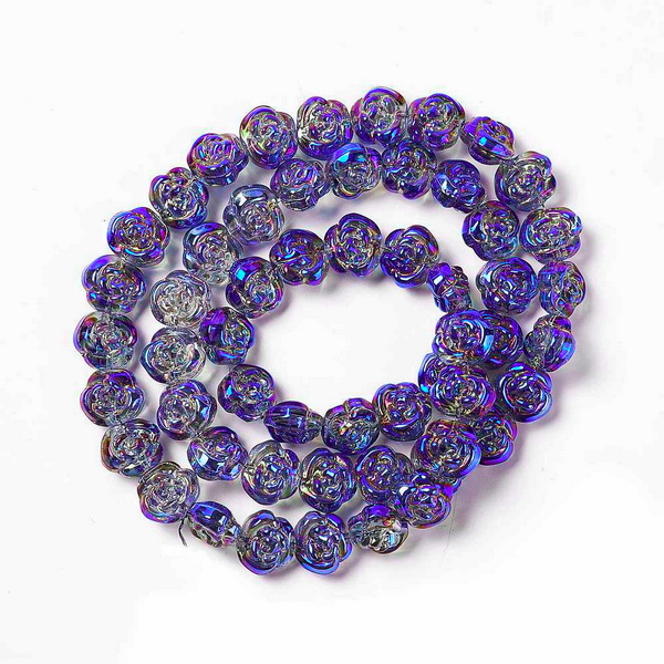 Cristale albastre, electroplacate, floare 14x12.5x9mm-sir 53 buc 1 buc