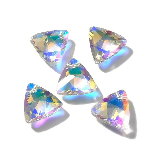Pandantiv cristal AB, triunghiular, 13x14x5mm 1 buc