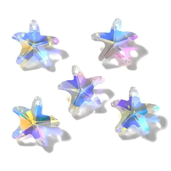 Pandantiv cristal AB, stea de mare 12x15.5x7.5mm 1 buc