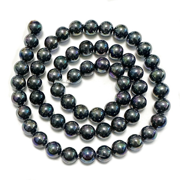 Perle stil Mallorca, gri inchis cu nuante AB, 6 mm-sir 60 buc 1 buc