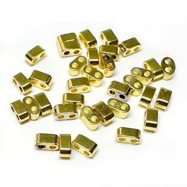 Hematite electroplacate cu aur 24k, cu 2 orificii, 4.5x2x2mm 1 buc
