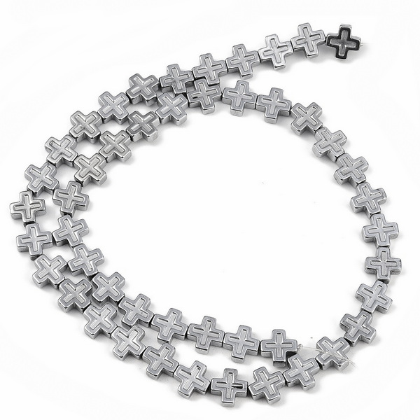 Hematit argintiu, cruce 6.5x6.5x3mm-sir 63 buc 1 buc