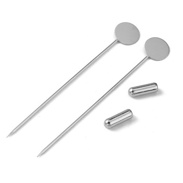 Suport brosa, argintiu inchis, 72x1mm, platou 10mm-cu dop metalic 1 buc