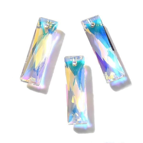 Pandantiv cristal AB, rectangular, 25x7x5mm 1 buc