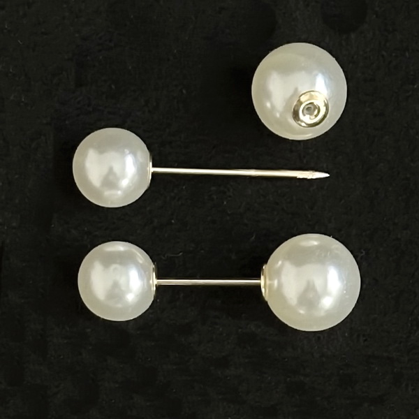 Ace brosa, aurii, 33x1.2mm, perle plastic crem de 10mm si 12mm 1 buc