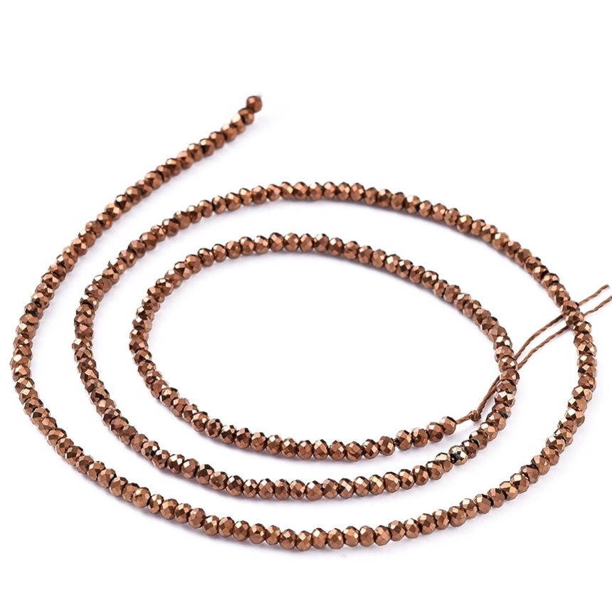 Cristale rondele 2.5x1.5mm, electroplacate, culoare cupru-sir 200-220 buc 1 buc