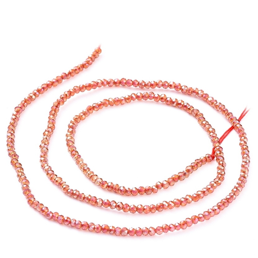 Cristale rondele 2.5x1.5mm, electroplacate, rosu-coral-sir 220-230 buc 1 buc