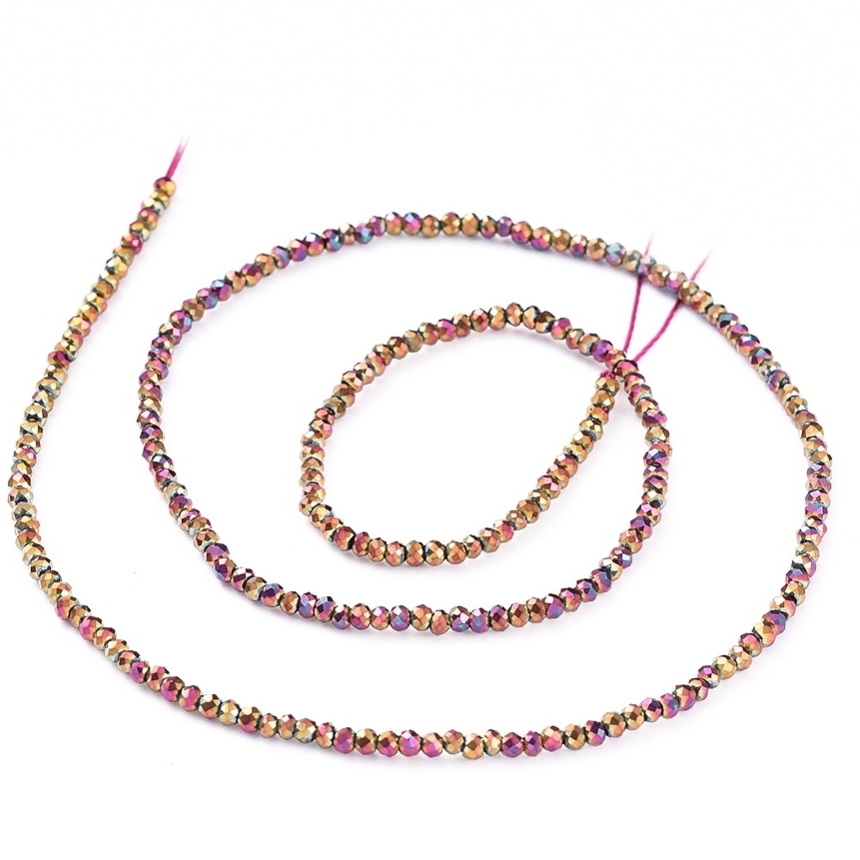 Cristale rondele 2.5x1.5mm, electroplacate, violet metalizat-sir 200-220 buc