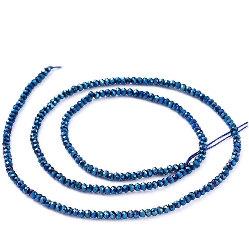 Cristale rondele 2.5x1.5mm, electroplacate, albastru metalizat-sir 200-220 buc 1 buc